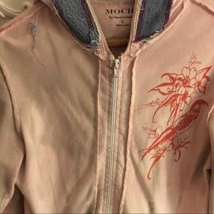 Hooded Mocha Jacket w/Denim Trim